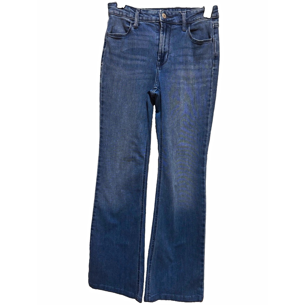 Old Navy Womens Blue High Rise Flared Denim Jeans 5-Pocket Zip Button Sz 2